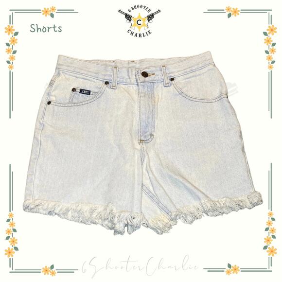 Vintage 70s Lee Size 28 High Waist Cutoff Jean Shorts 100% Cotton Light Wash - Picture 1 of 6